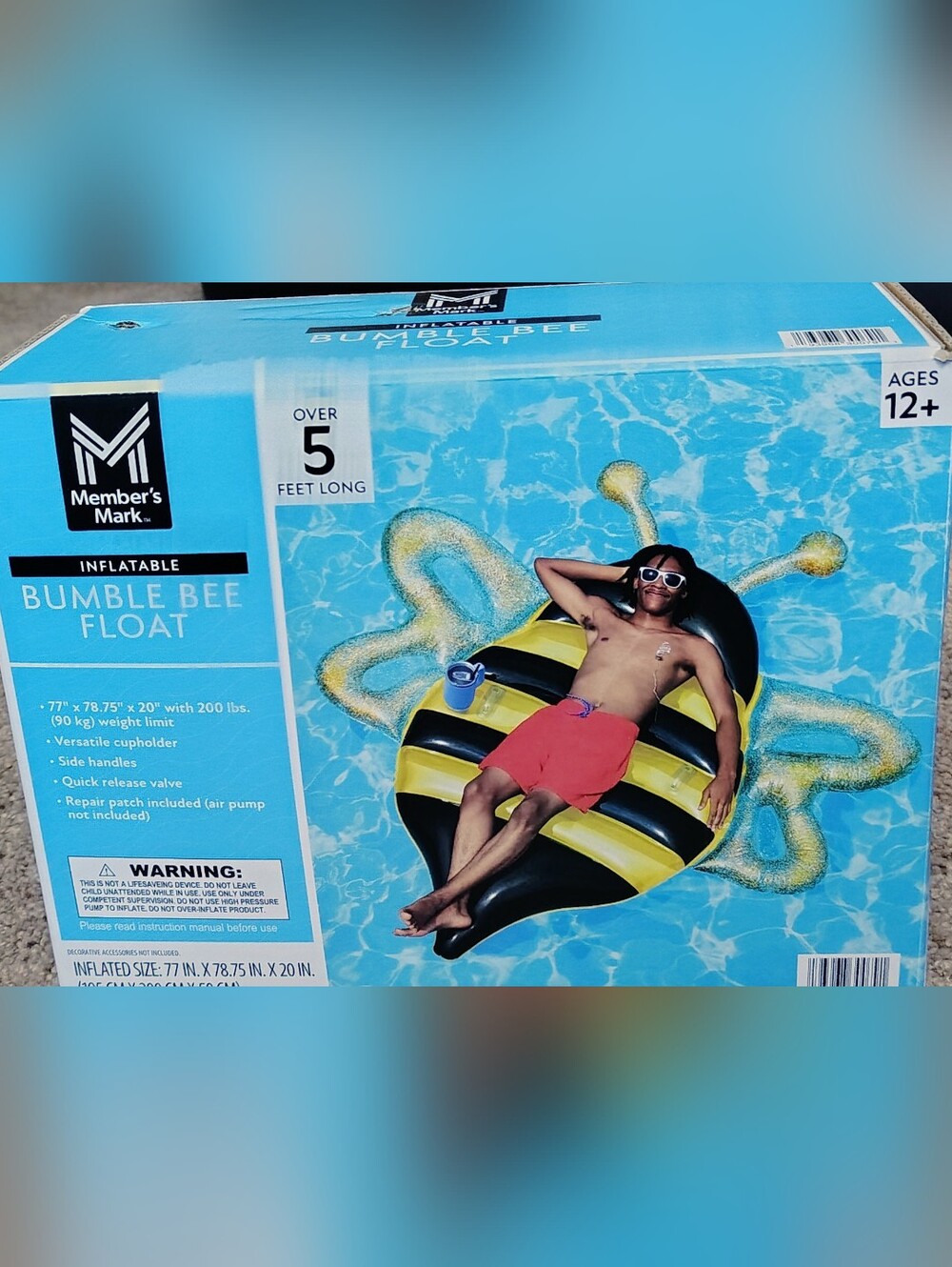 Member's Mark Women's Yellow & Black Bumble Bee Inflatable Swim Float